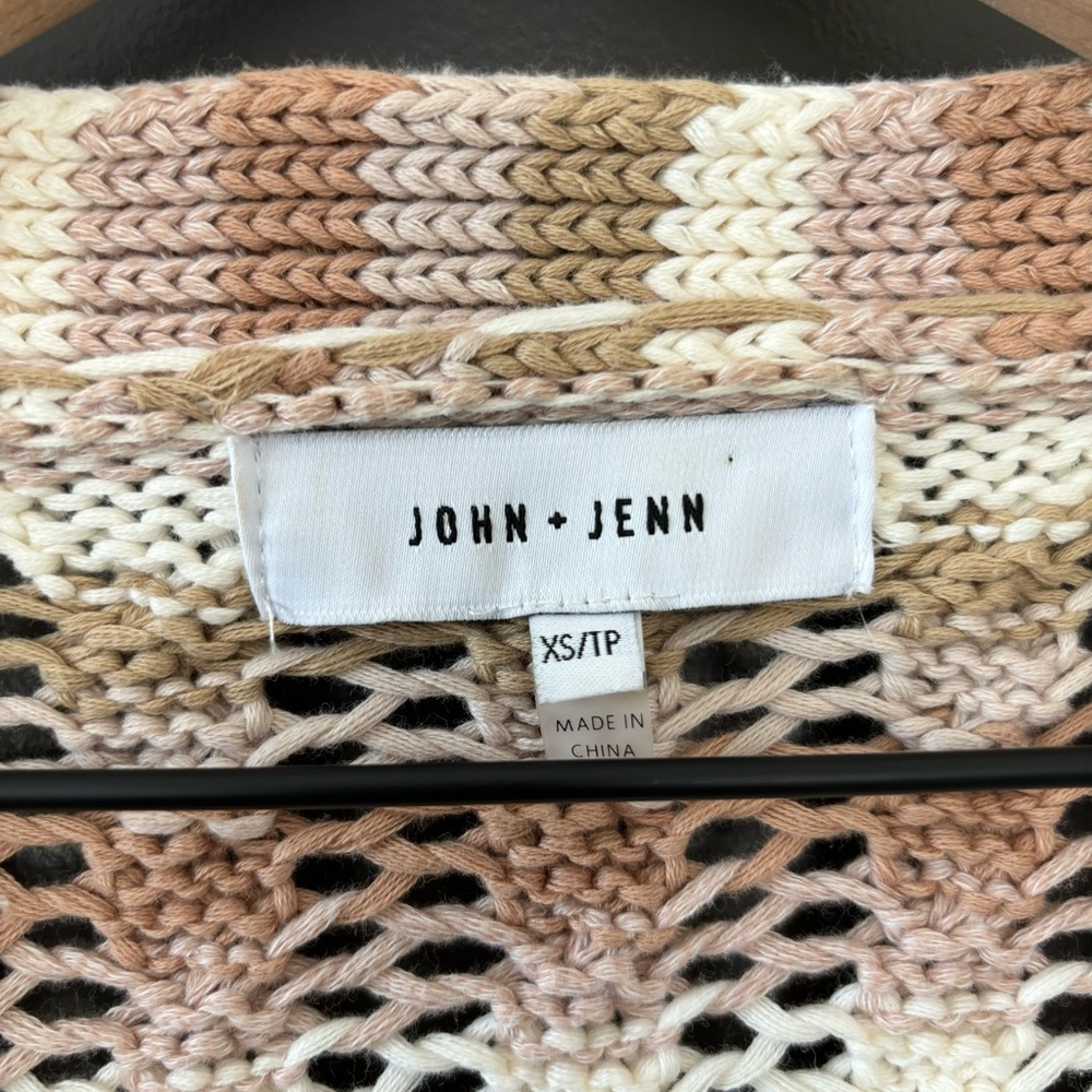Evereve John + Jenn Julianna Stripe Cardigan Beige Pink White Multi Size XS - Picture 7 of 12